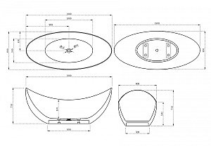 Ванна из искусственного камня ABBER Stein AS9633 180х80 белая матовая купить в интернет-магазине Sanbest