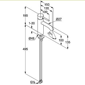 Смеситель для раковины Kludi Bozz 381983976 черный матовый купить в интернет-магазине сантехники Sanbest