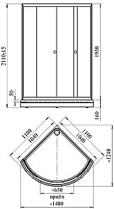 Душевой уголок Радомир Найт 110х110 стекло прозрачное/профиль черный купить в интернет-магазине Sanbest