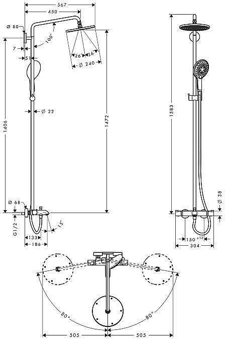 Душевая система Hansgrohe Raindance 27117000 купить в интернет-магазине сантехники Sanbest