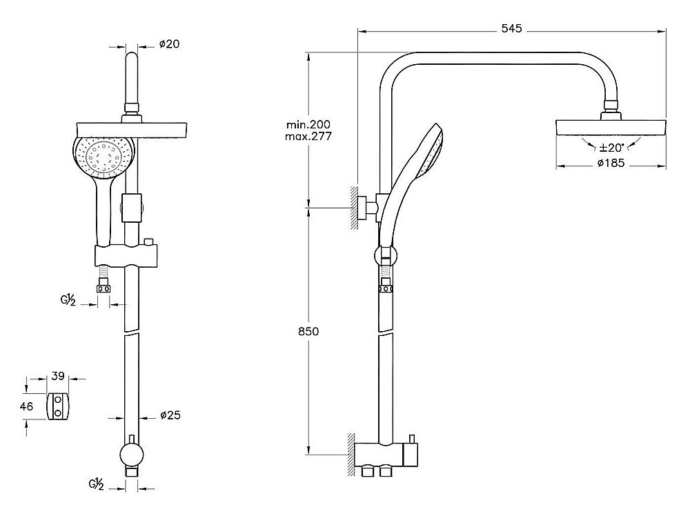 Душевая система Vitra System Rain A45597EXP купить в интернет-магазине сантехники Sanbest