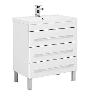 Тумба с раковиной Aquanet Верона 75/Aquanet Нота-75 напольная с 3 ящиками белая глянцевая для ванной в интернет-магазине Sanbest