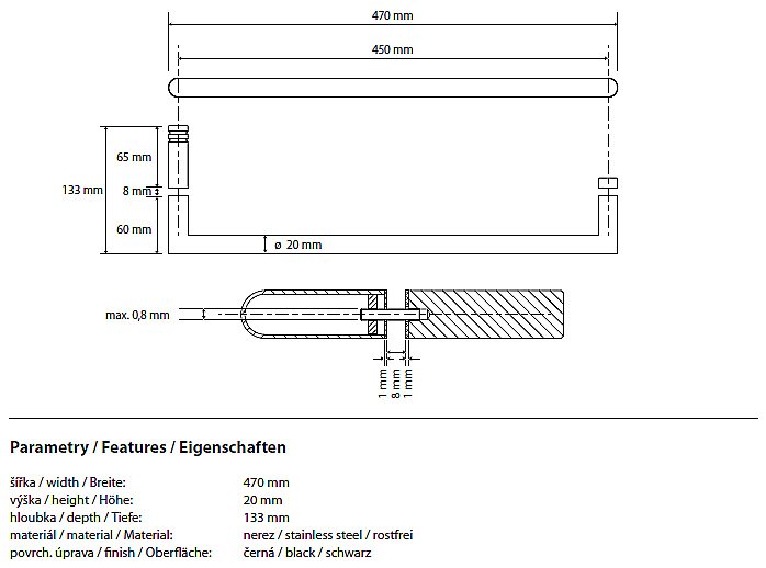 Полотенцедержатель Bemeta Dark 104204310 купить в интернет-магазине сантехники Sanbest