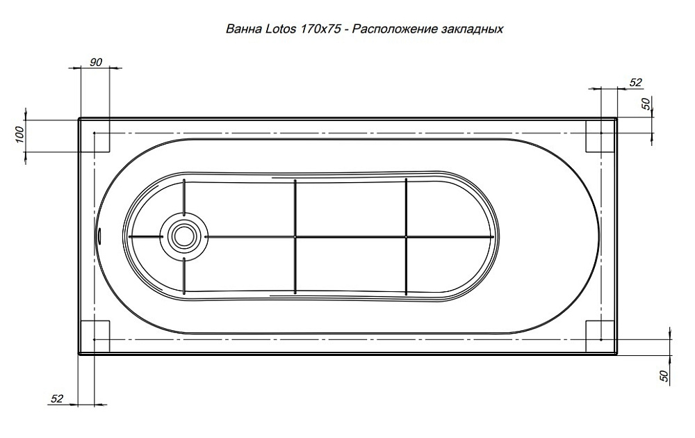 Акриловая ванна Aquanet Lotos 309624 170x75 купить в интернет-магазине Sanbest