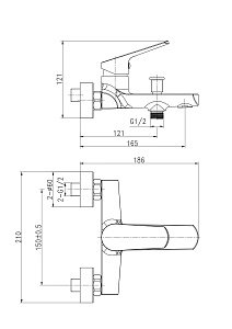 Смеситель для ванны Cersanit FLAVIS 63035 купить в интернет-магазине сантехники Sanbest