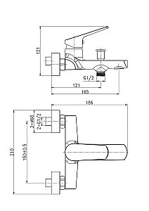 Смеситель для ванны Cersanit FLAVIS 63035 купить в интернет-магазине сантехники Sanbest