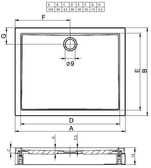 Душевой поддон Riho Davos 253 100x90 D002007005 белый купить в интернет-магазине Sanbest