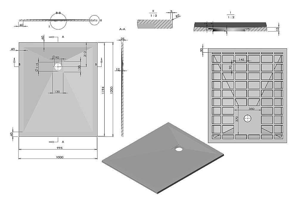 Душевой поддон Vincea VST-4SR1012A 120x100 антрацит купить в интернет-магазине Sanbest