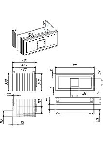 Тумба с раковиной LA FENICE Cubo Blu Grigio 90 синяя, столешница черная/ручка белая для ванной в интернет-магазине Sanbest