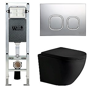 Унитаз с инсталляцией WeltWasser AMBERG 350 ST + MERZBACH 043 MT-BL + AMBERG RD-CR купить в интернет-магазине Sanbest