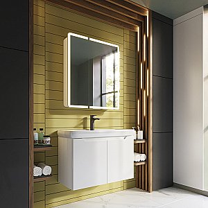 Тумба с  раковиной подвесная/напольная Dreja Q PLUS (D) 70 белый глянец для ванной в интернет-магазине Sanbest