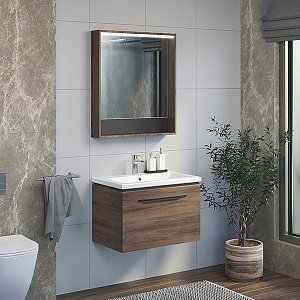 Зеркало-короб Comforty Томари 70 00-00005791 дуб темно-коричневое в ванную от интернет-магазине сантехники Sanbest