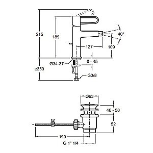 Смеситель для биде Jacob Delafon ODEON RIVE GAUCHE E21033-CP-CP хром купить в интернет-магазине сантехники Sanbest