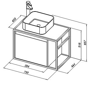 Тумба с раковиной Aquanet Nova Lite Loft 75 L/R дуб рустикальный для ванной в интернет-магазине Sanbest
