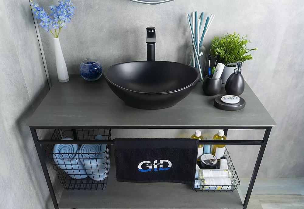 Раковина накладная Gid Lago 41 Nc901 52223 черная матовая купить в интернет-магазине Sanbest