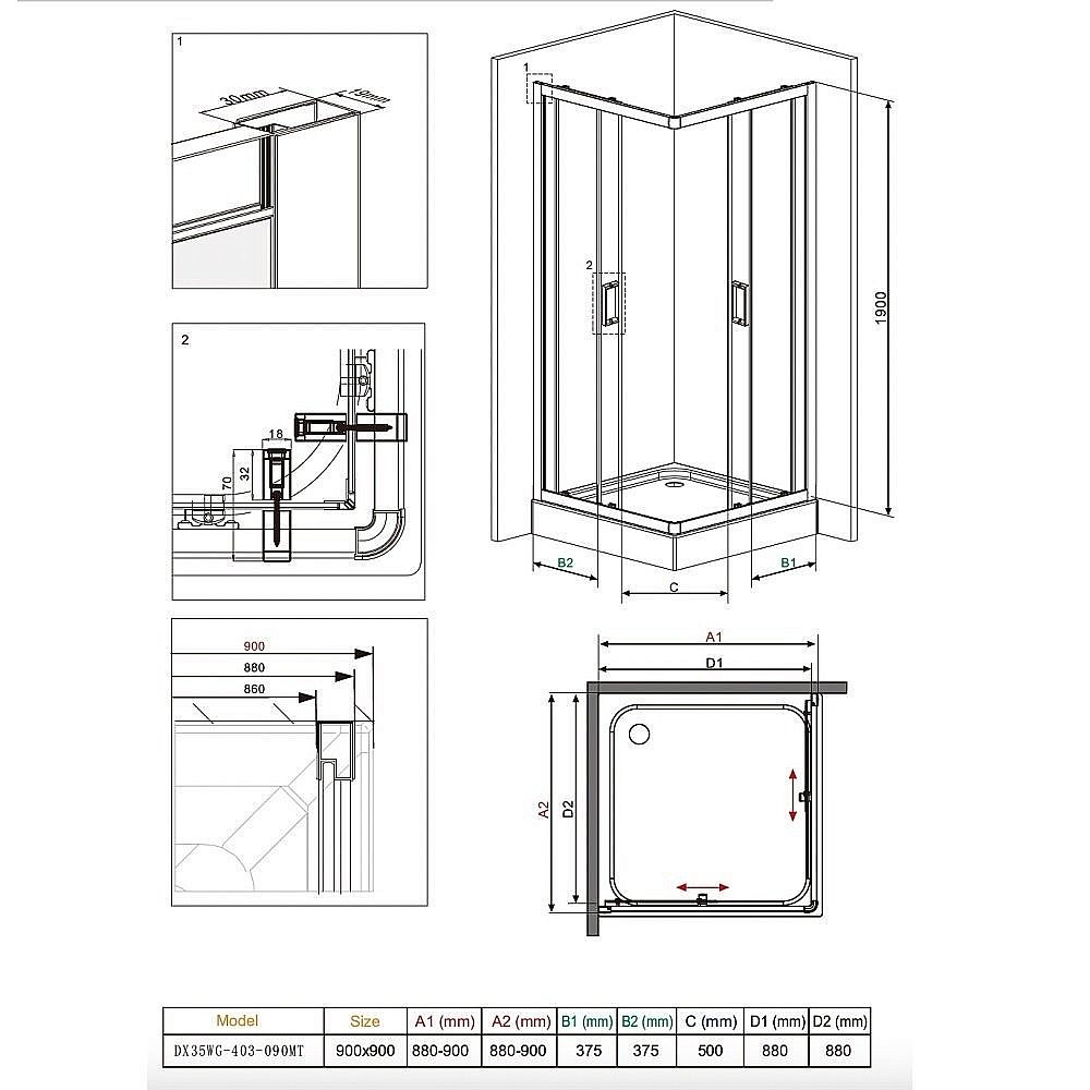 Душевой уголок Damixa Skyline DX35WG-403-090MT 90х90 купить в интернет-магазине Sanbest