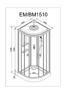 Душевая кабина Deto ЕМ1510 100х100 купить в интернет-магазине Sanbest
