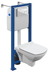 Унитаз с инсталляцией Cersanit Carina XL CO DPL EO SLIM 64119 с крышкой микролифт, безободковый купить в интернет-магазине Sanbest