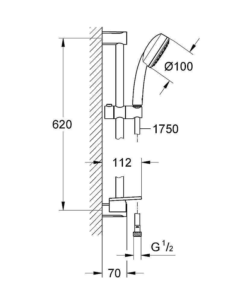 Душевой гарнитур Grohe New Tempesta Cosmopolitan 100 26083002 хром купить в интернет-магазине сантехники Sanbest