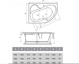 Ванна акриловая Vayer Azalia 150x105 купить в интернет-магазине Sanbest