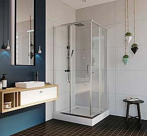 Душевой уголок Alex Baitler 90х90 AB1490C1 стекло прозрачное/профиль сатин купить в интернет-магазине Sanbest