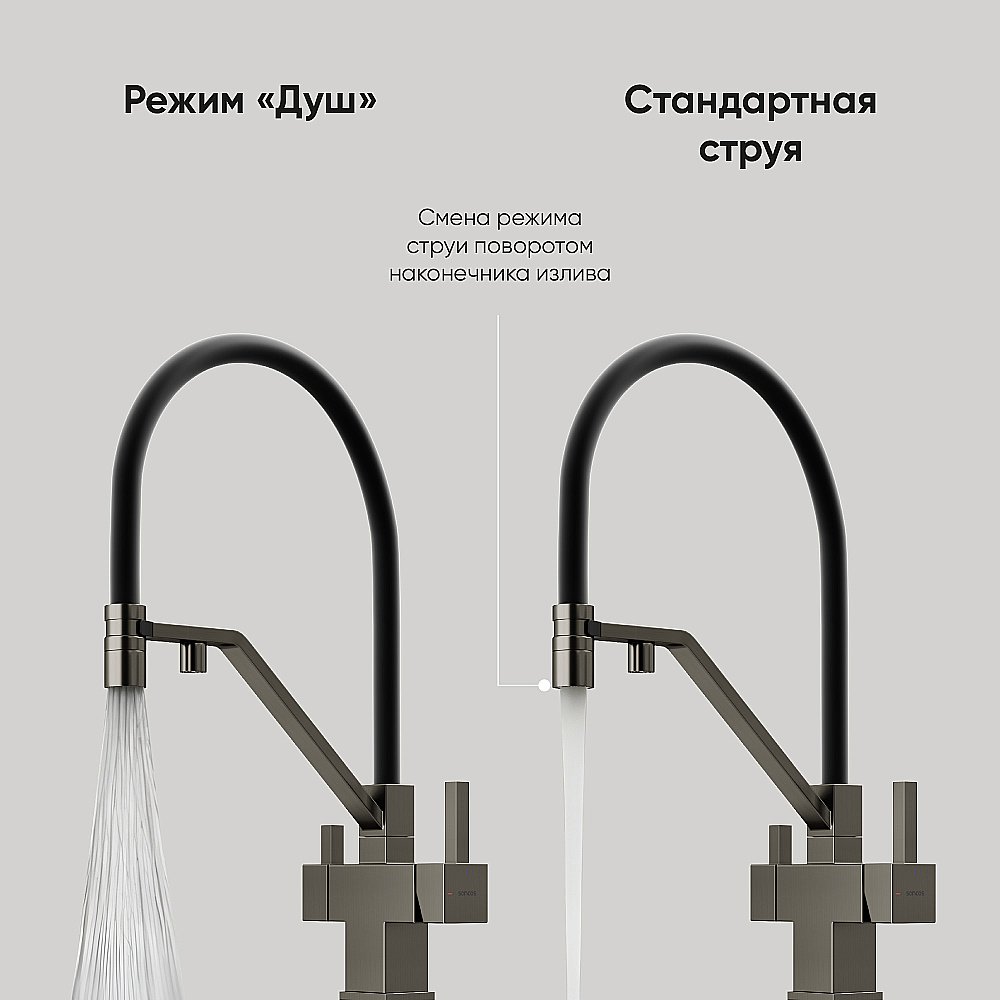Смеситель для кухни Sancos Loro SC4007GG вороненая сталь купить в интернет-магазине сантехники Sanbest