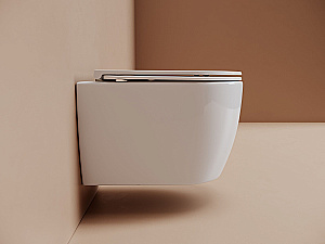 Унитаз подвесной Ceramica Nova Noe CN4011T белый, безободковый, с крышкой микролифт, слив торнадо купить в интернет-магазине Sanbest