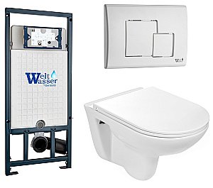 Унитаз с инсталляцией WeltWasser MARBERG 507 + BAARBACH 004 GL-WT + MAR 507 SE GL-WT купить в интернет-магазине Sanbest