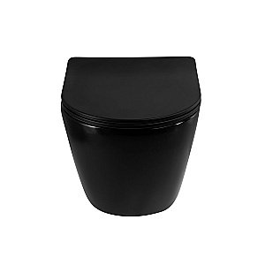 Унитаз подвесной Art&Max OVALE AM011CHR-MB/SC черный матовый, с сиденьем микролифт, безободковый купить в интернет-магазине Sanbest