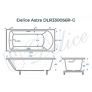 Ванна Delice Astra DLR330056R-G 170х80 белая/ручки хром купить в интернет-магазине Sanbest