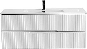 Тумба с раковиной Cezares DUET-N 120 DUET-N-1200-2C-SO-BL белая глянцевая для ванной в интернет-магазине Sanbest