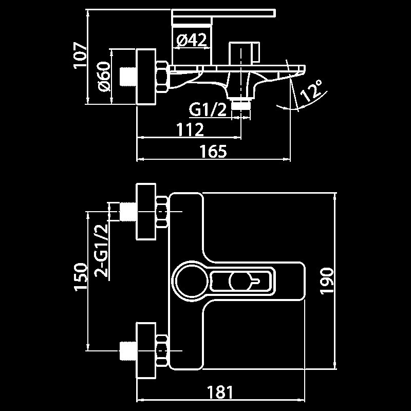 Смеситель для ванны Elghansa Brabant 2313878 хром купить в интернет-магазине сантехники Sanbest