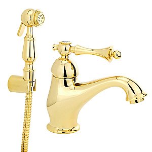 Смеситель для раковины Migliore Bomond NEW с гигиенической лейкой 26887 золото купить в интернет-магазине сантехники Sanbest