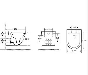 Унитаз с инсталляцией BAMBERG 525+MERZBACH 043 MT-BL+BAMBERG CR черный матовый/кнопка хром, безободковый, с крышкой микролифт, слив торнадо купить в интернет-магазине Sanbest