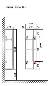 Пенал Jorno Shine 33 Shi.04.125/P/A антрацит для ванной в интернет-магазине сантехники Sanbest