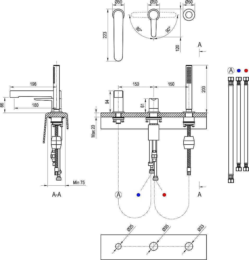 Смеситель для ванны Ravak PURI X070142 хром купить в интернет-магазине сантехники Sanbest