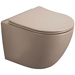 Унитаз подвесной CeramaLux TR2197MC капучино матовый, безободковый, с крышкой микролифт, слив торнадо купить в интернет-магазине Sanbest