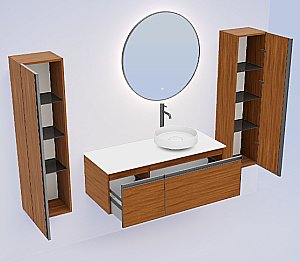 Тумба с раковиной и столешницей Armadi Art QUATRO 2 120 WILLOW/профиль ANTHRACITE для ванной в интернет-магазине Sanbest