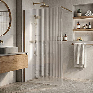 Душевое ограждение Loranto Walk-In 110 CS-Z02G-110 стекло рифленое/профиль брашированное золото купить в интернет-магазине Sanbest