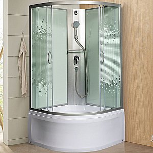 Душевая кабина Мономах XL Б/К 100x100x44 С МЗ 10000012112 стекло прозрачное с рисунком мозаика/профиль хром купить в интернет-магазине Sanbest