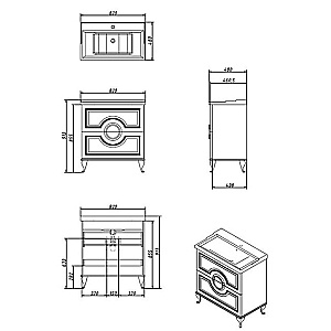Тумба с раковиной Caprigo Valletta 80 два ящика, бланж для ванной в интернет-магазине Sanbest