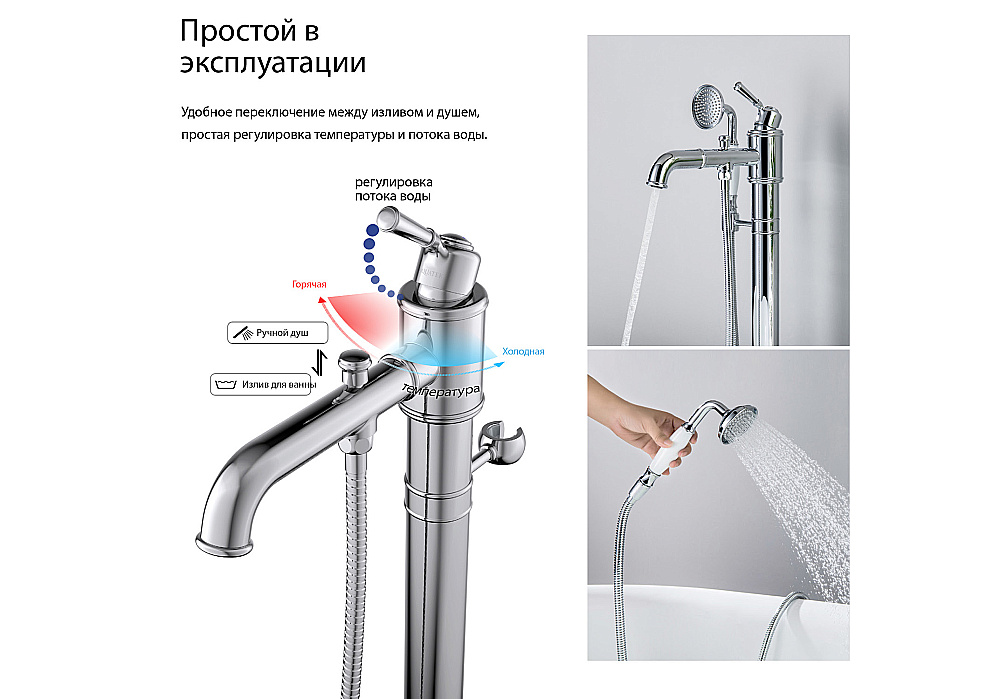 Смеситель для ванны Aquatek Классик AQ1545CR хром купить в интернет-магазине сантехники Sanbest