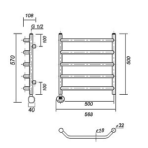 Полотенцесушитель электрический Domoterm Лаура П5 500x500 E хром купить в интернет-магазине сантехники Sanbest