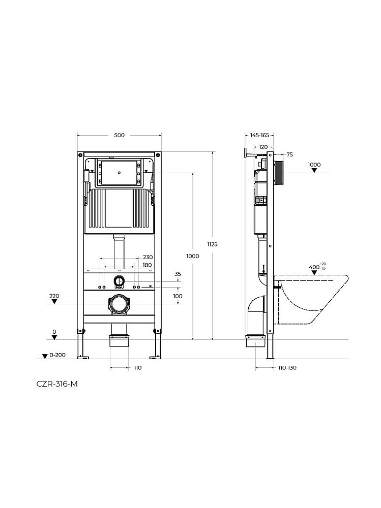 Инсталляция для унитаза CEZARES LUX CZR-316-M купить в интернет-магазине сантехники Sanbest