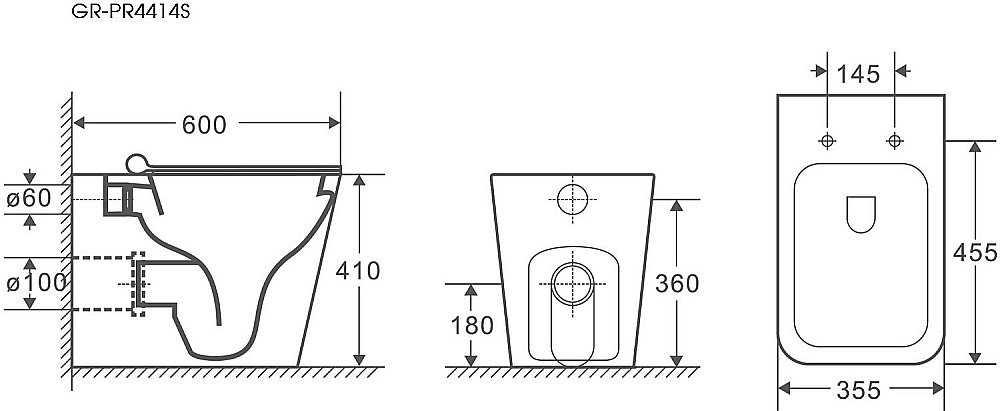 Унитаз приставной GROSSMAN GR-PR4414S безободковый, с крышкой микролифт купить в интернет-магазине Sanbest