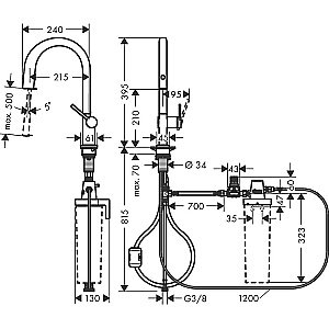 Смеситель для кухни Hansgrohe Aqittura M91 76803800 нержавеющая сталь купить в интернет-магазине сантехники Sanbest