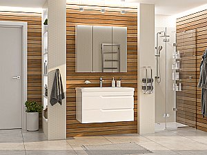 Тумба с раковиной Misty Софт - 90 П-Соф-01090-011П2Я белая для ванной в интернет-магазине Sanbest