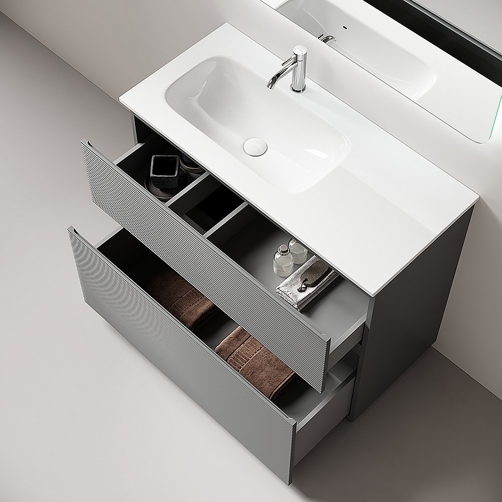 Тумба с раковиной Sancos Folk Floor FL120FLES/FL120FRES Ergraut soft для ванной в интернет-магазине Sanbest