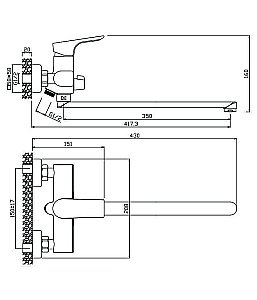 Смеситель для ванны Olive's Porto 11221PR купить в интернет-магазине сантехники Sanbest
