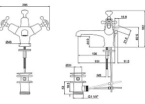 Смеситель для раковины Burlington CL4-QT BLA хром/ручки черные купить в интернет-магазине сантехники Sanbest